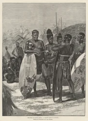 Der Krieg in Südafrika, ein einheimischer Häuptling im Rat